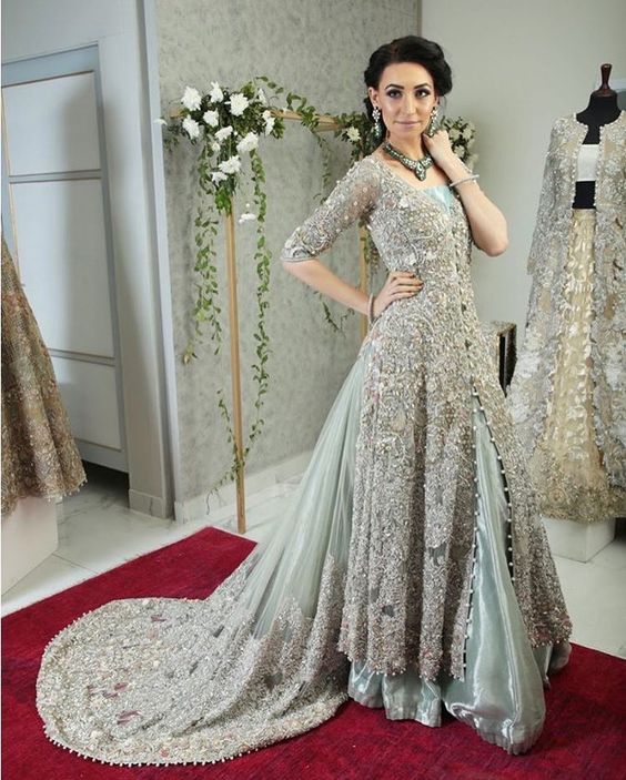 Heavy Pakistani Designer Wedding eid Indian Party Wear Floor Dress Anarkali Gown 