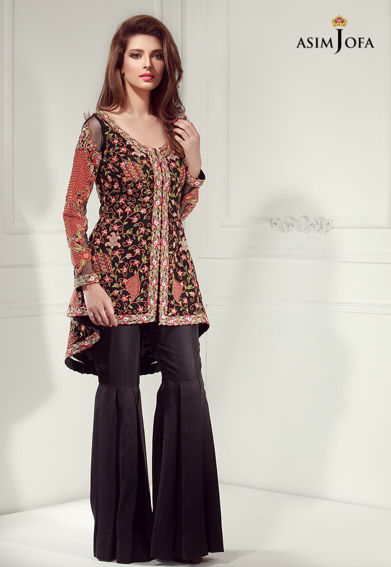 High low mehendi kurta with red sharara pants  Ricco India