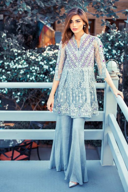 short frocks with bell bottom in lawn
