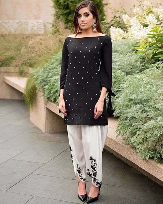 Buy Pakistani Party Dress in Tulip Pants with Kurti Style  Nameera by  Farooq