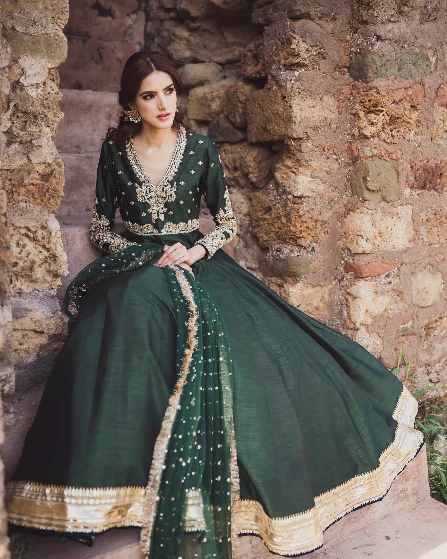 Dark Green Bridal Lehenga Choli And Maxi Dress Pakistani ...