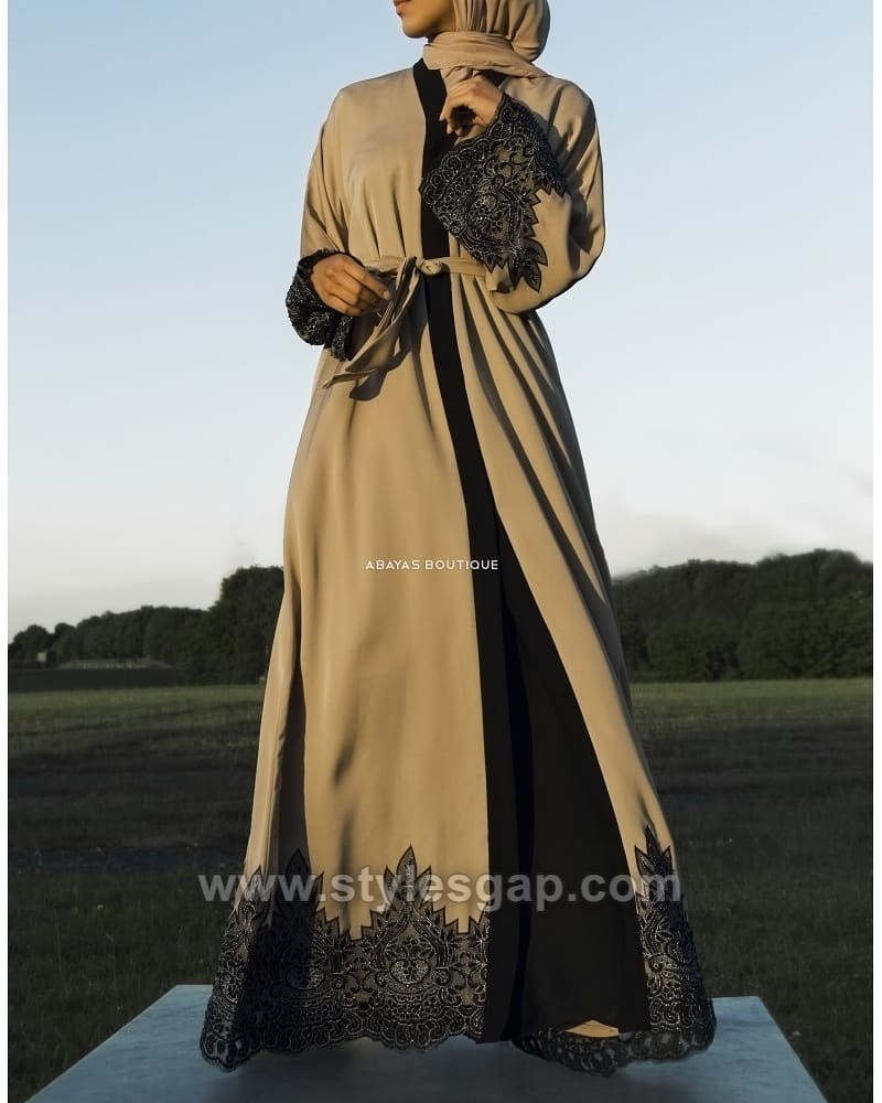 Fancy Lace Embroidered Abaya Designs Latest Collection 2022 2023