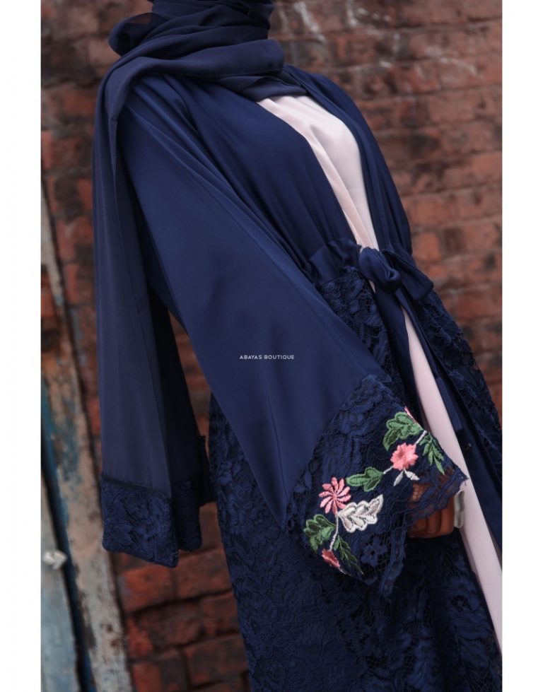 lace sleeve abaya
