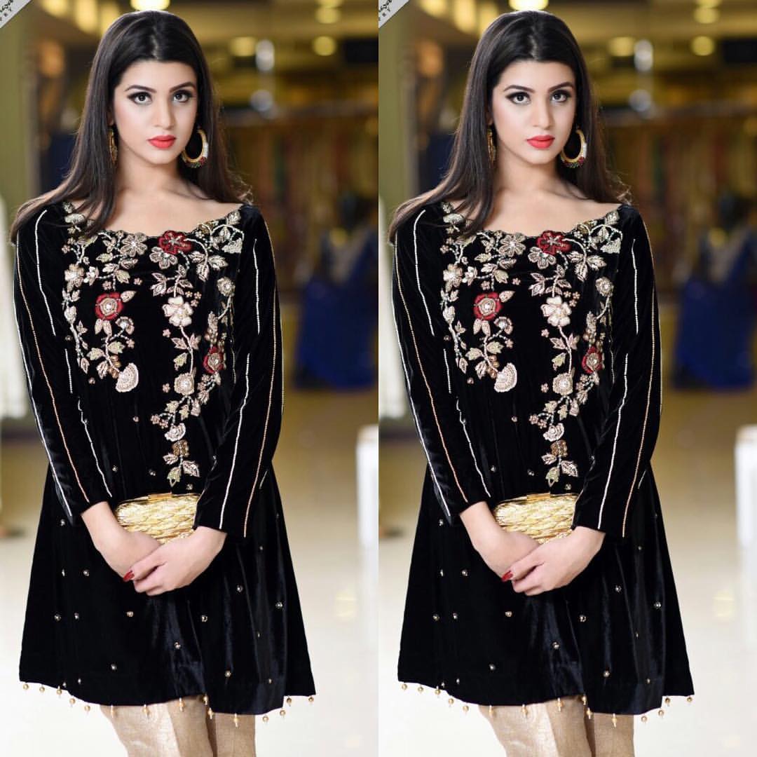 pakistani velvet dresses 2018