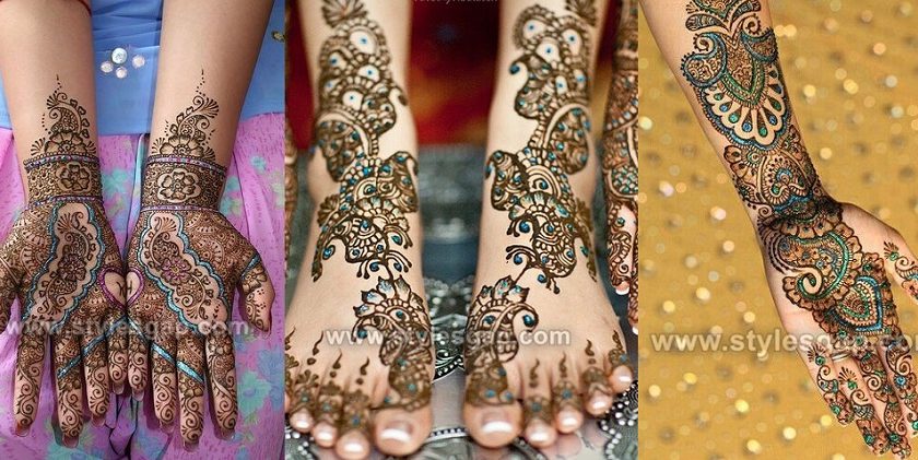 Stylish Glitter Mehndi Designs Trends Collection 2018-2019