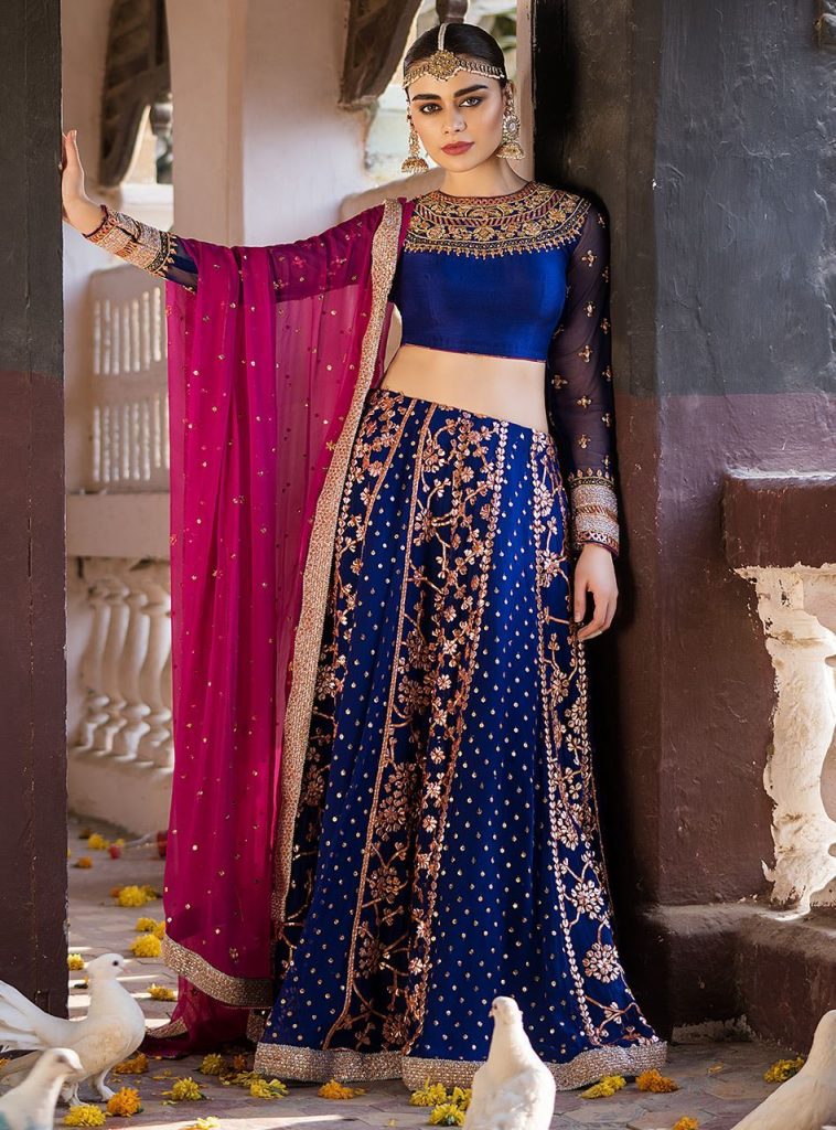red and blue gown