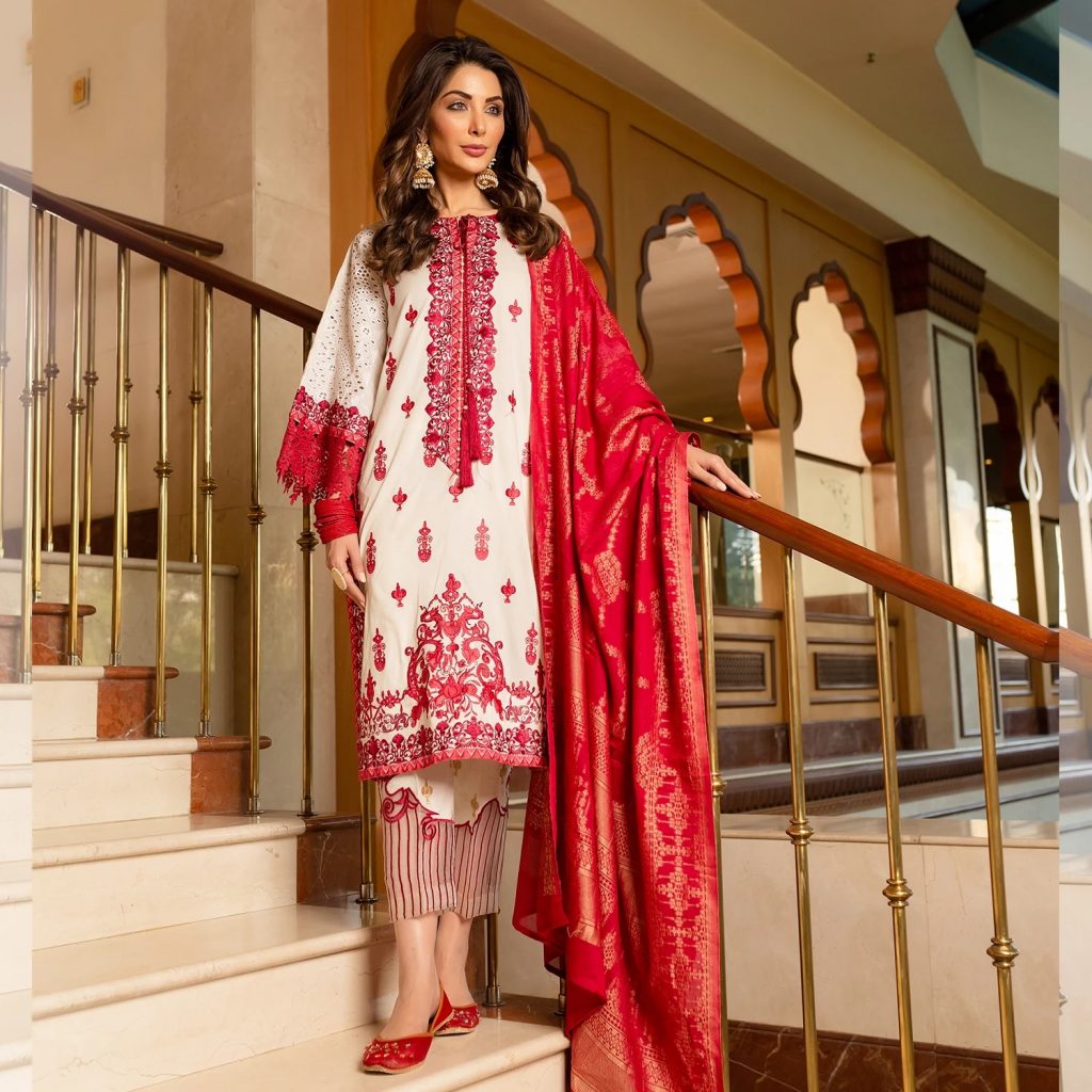 red and white eid dress