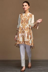 brown and beige shirt
