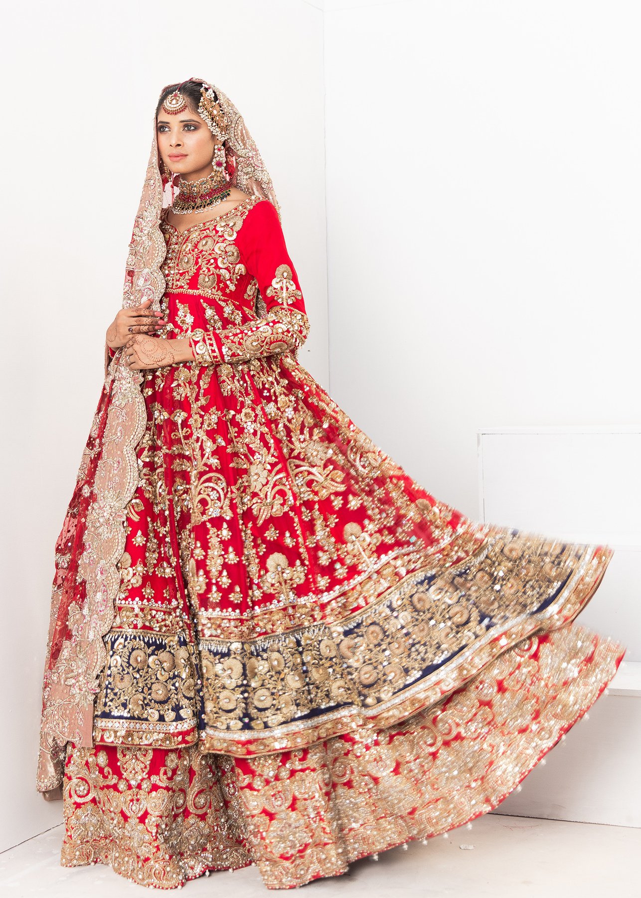 latest wedding wear red designer gown
