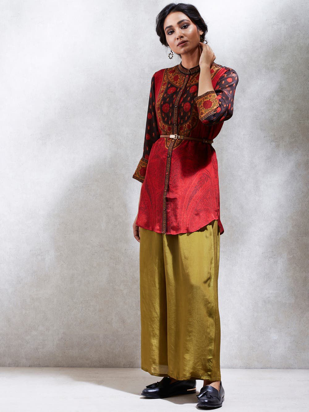 Red Aiza Modal Chikankari Short Tunic Top - Thechikanlabel