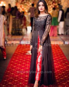Asian Pakistani Black Color Dresses Combination Designs