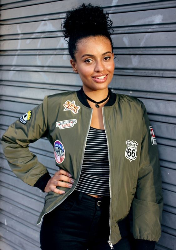 green military style bomber jacket