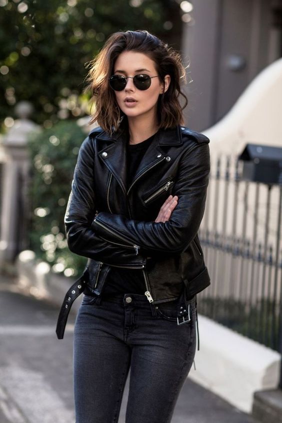black stylish leather jacket
