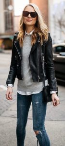 Cropped leather jacket