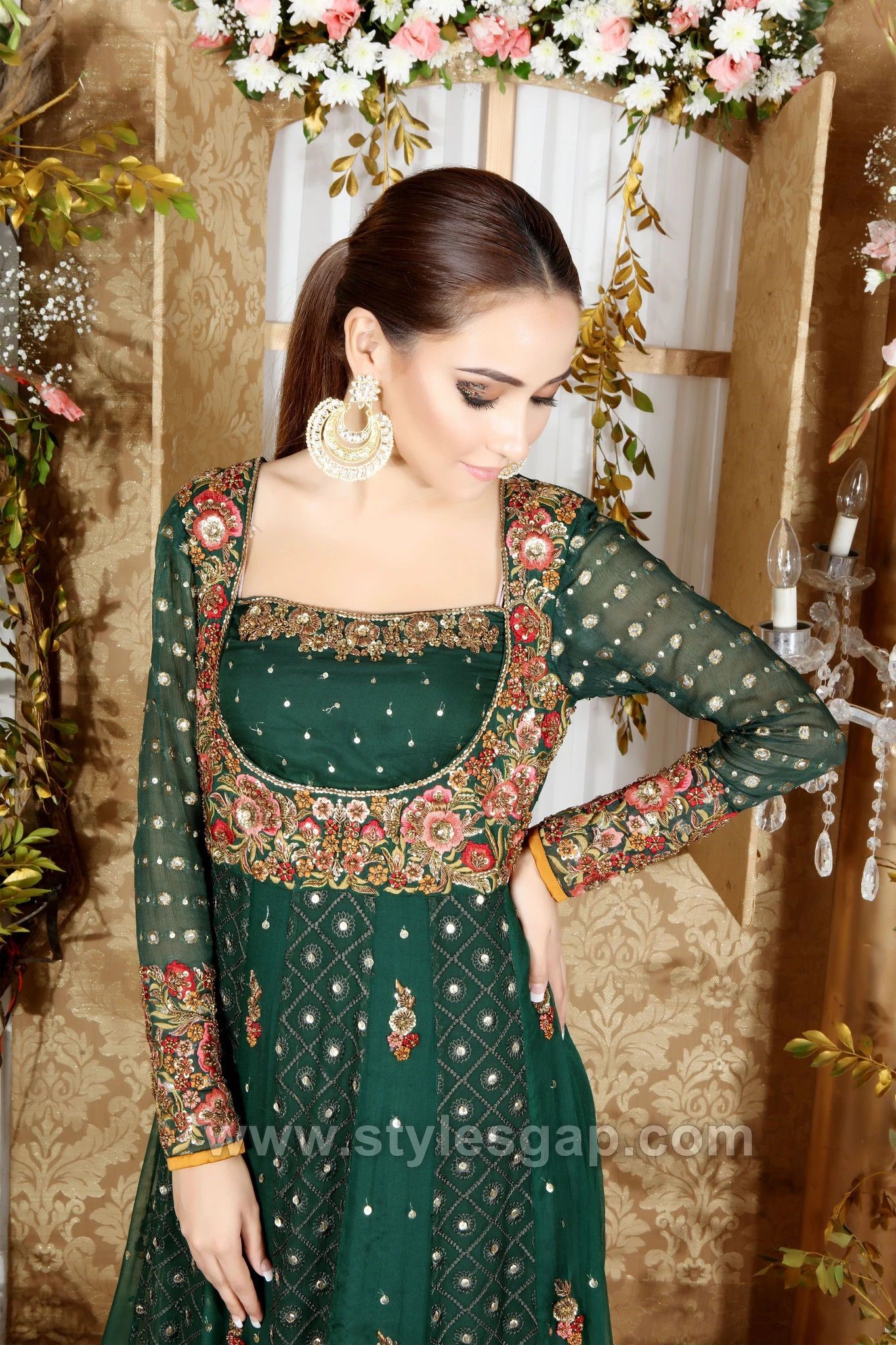 Long Indian Dress With Frill Mirror Hand Work Daman – www.soosi.co.in