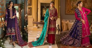 Gul Ahmed Fancy Winter Velvet Dresses & Shawls Collection 2024