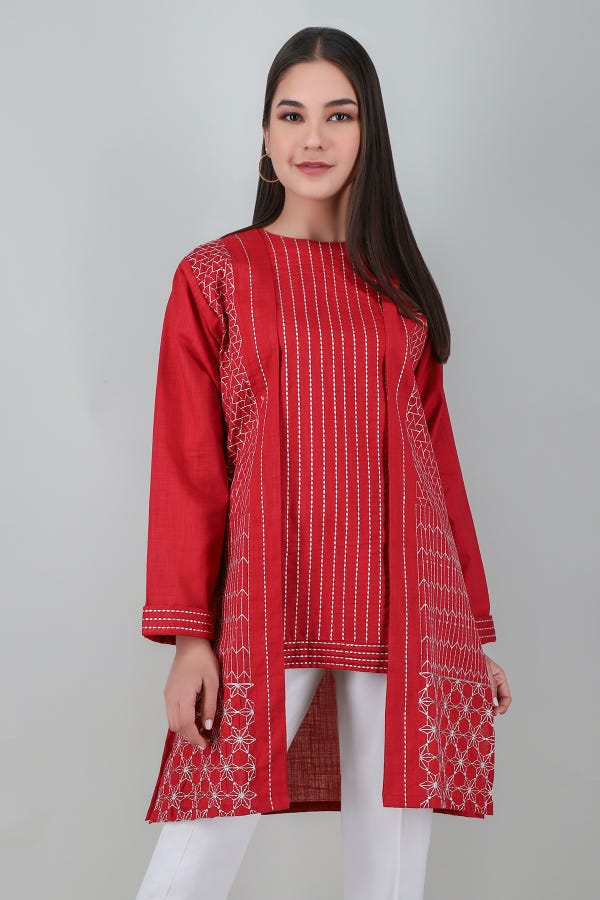 3/4th Sleeve Designer Embroidered Khaadi Cotton Kurti at Rs 300/piece in  Jaipur