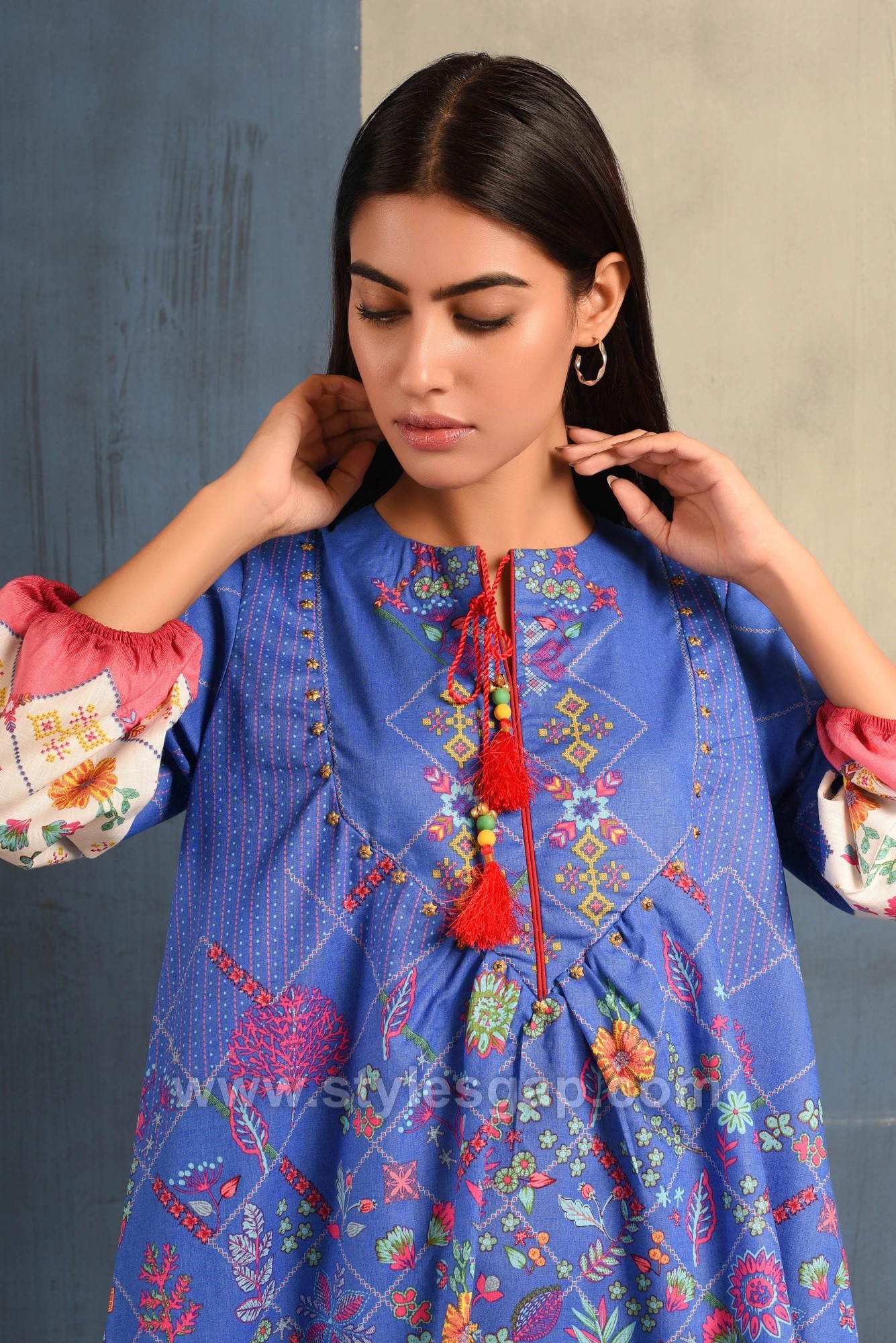 A-Line 3/4th Sleeve KAJJRA Indian Cotton Printed Office Wear Kurtis at Rs  350/piece in Jaipur