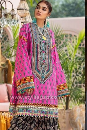 latest summer lawn Printed Embroidered Kurtas & stitching styles