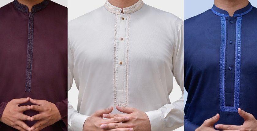 Cotton & Silk Embroidered Kurtas Shalwar Kameez Collection for Men