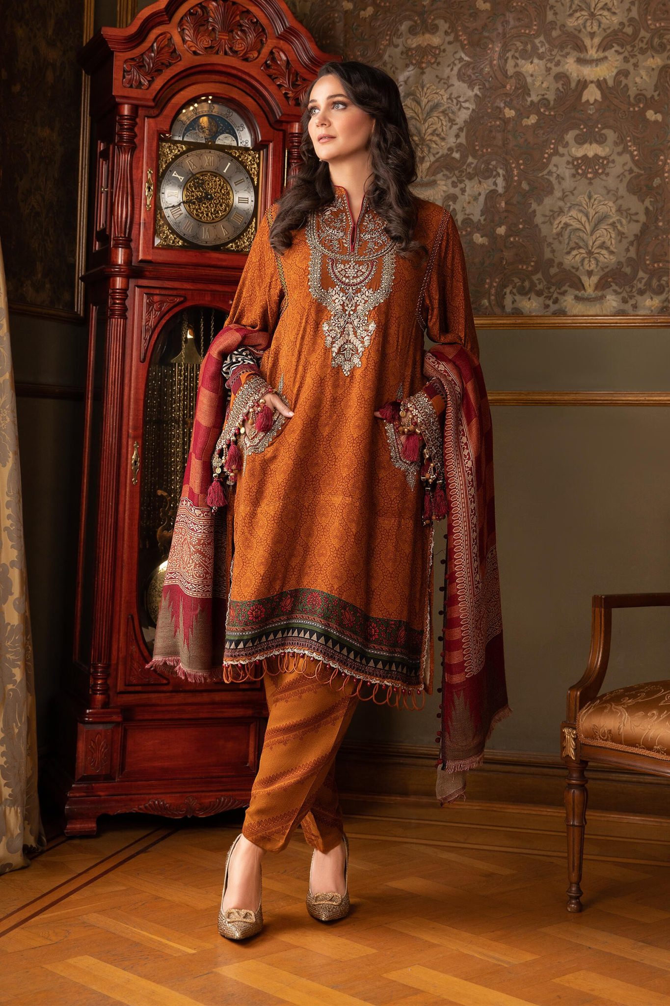 Maria B Latest Winter Linen Dresses Fancy Shawl Collection 2022