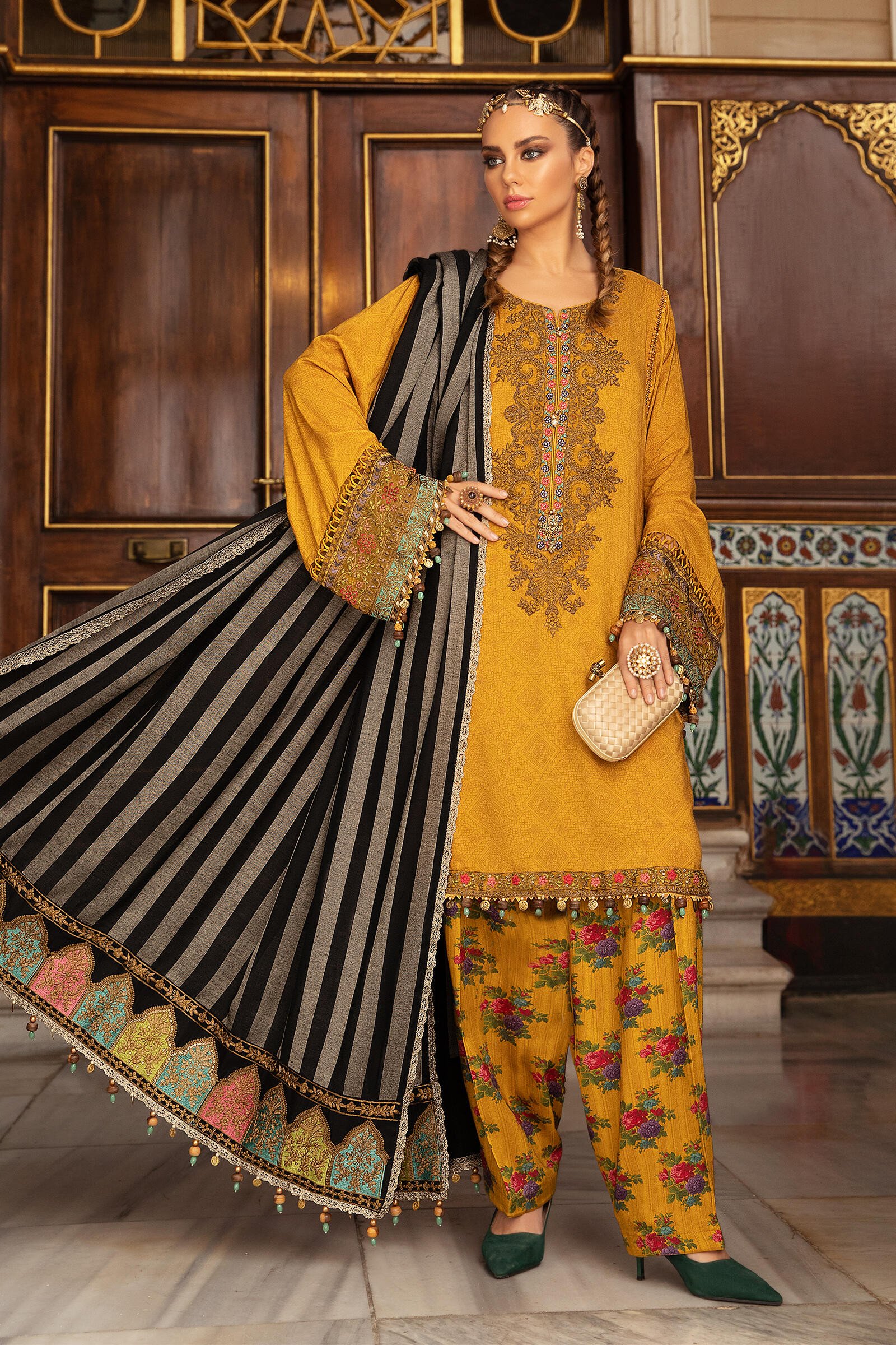 Maria B Linen Suit Embroidered Ready Made Winter Collection 2019 Pakistani India 