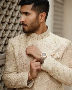 men off white wedding sherwani