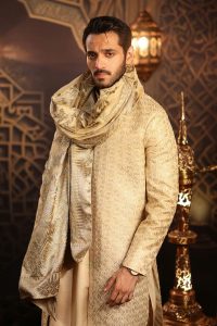 latest men wedding fancy shawls worn by wahaj ali