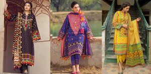 Gul Ahmed Printed Summer Lawn Dresses 2023- Floral Chunri Gold