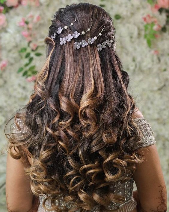 Half Up and Hlaf Down Bridal Hairstyle - Latest Indian Bridal Wedding Hairstyles Trends (6) - StylesGap.com