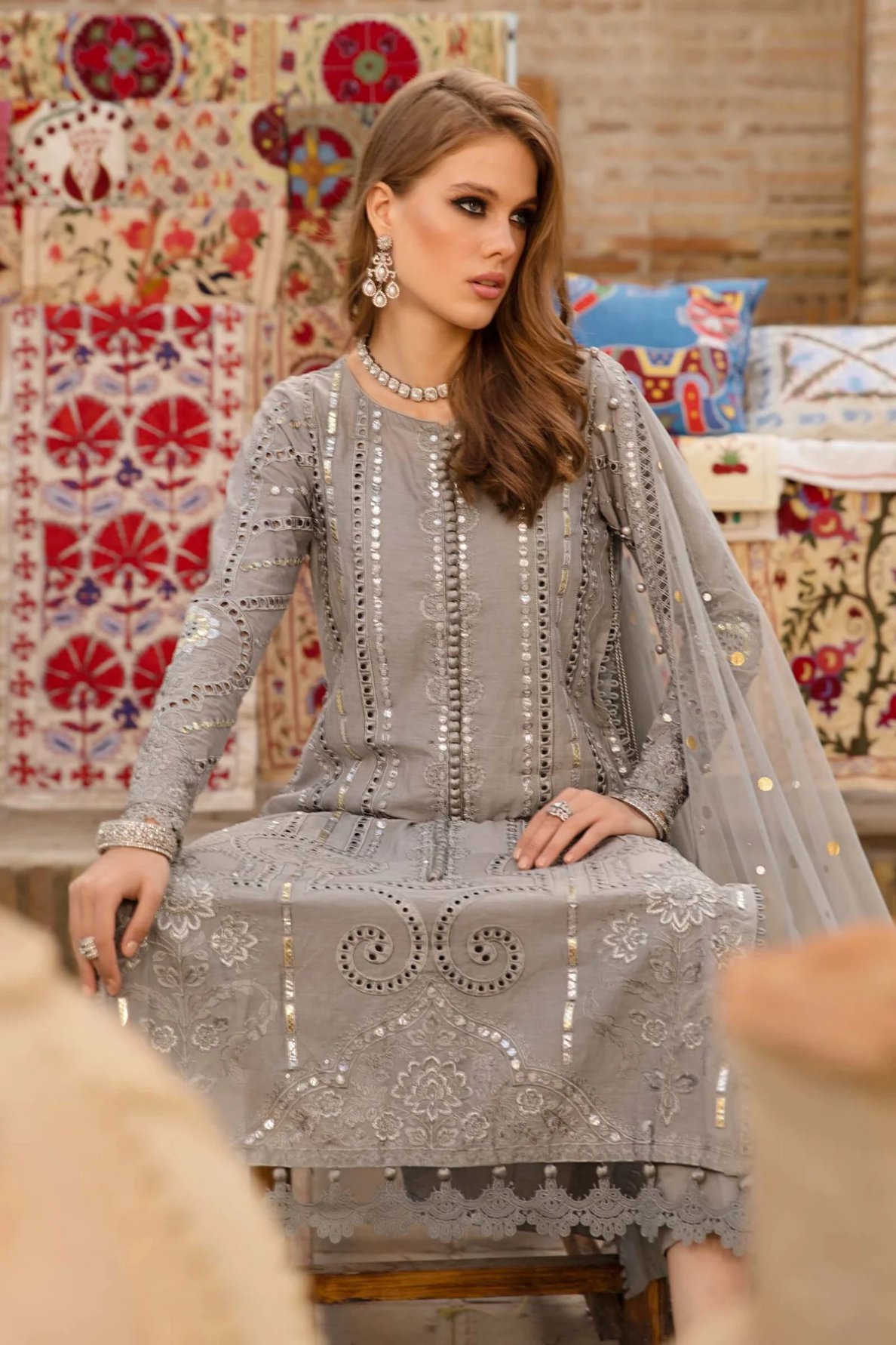 Pakistani Designer Eid Dresses With Embroidered Work – Nameera by Farooq