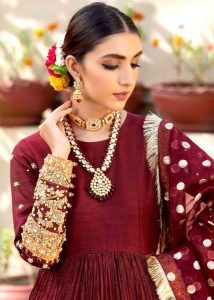very elegant maroon color fancy frock