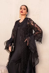 front open gown Asian Pakistani Black Color Dresses Combination & Trends