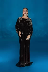 fancy black velvet kaftan