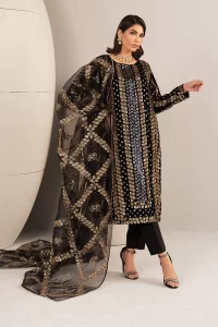 sequence work 3pc beautiful heavy work black long shirt