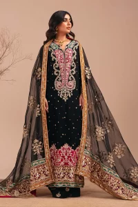 wedding wear beautiful heavy work black long shirt