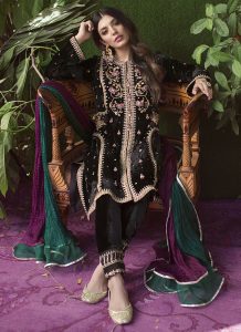 velvet shalwar kameez Asian Pakistani Black Color Dresses Combination & Trends