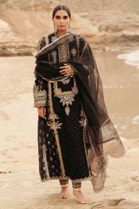 beautiful heavy work black long shirt by mohsin naveed ranjha MNR
