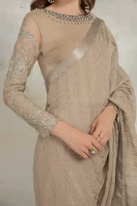 beige color simple saree style
