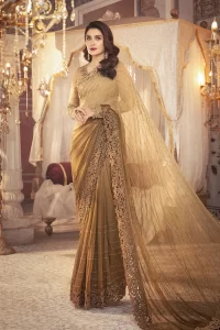 coffee brown chocolate color saree with cutwork