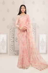 peachy pink color sari
