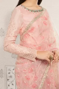 peachy pink color sari