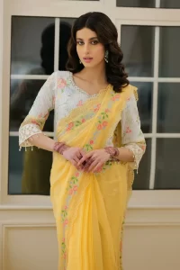 red and white colored saree