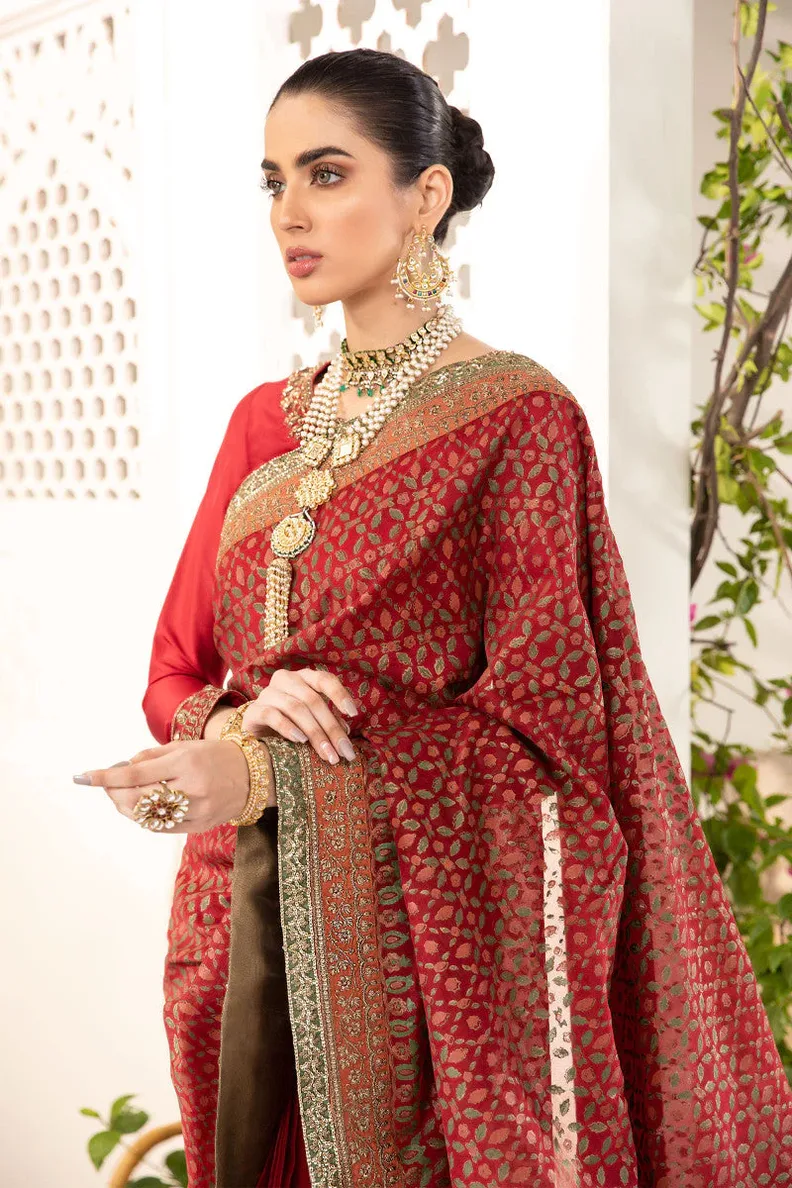 cotton satin bridal saree with banarsi blouse