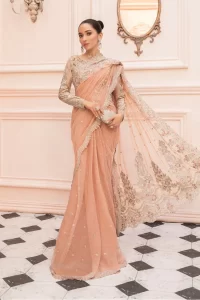 peach fawn color fancy saree
