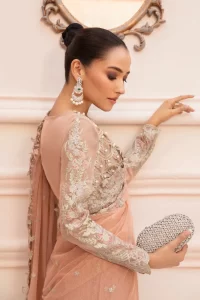 peach fawn color fancy saree