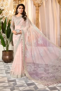 lavender color color saree with fancy lace