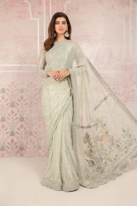 pistachio green color saree style