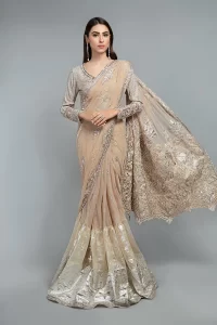 gharara saree in fawn color for weddings