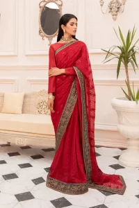 raw silk red saree design
